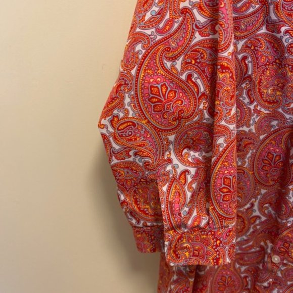 Lands End Petite Paisley Button Down Blouse - Picture 2 of 4